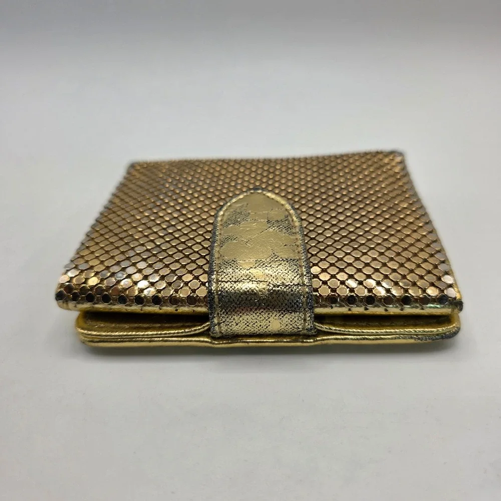 Whiting and Davis Vintage Gold Metal Mesh Bi-fold Wallet ID Window Card Slots